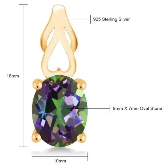 18K Yellow Gold 925 with 3.60 Cttw Green Mystic Topaz Oval Post Drop Earrings